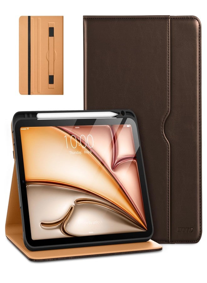 DTTO for iPad Air 11-inch Case M3/M2 (2025/2024), iPad Air 5th / 4th Generation (2022/2020), Premium Leather Business Folio Stand Cover with Pencil Holder - Auto Sleep/Wake, Brownish - Image 1