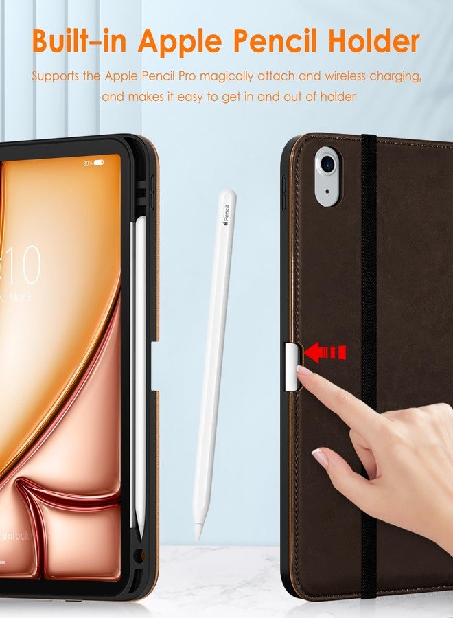 DTTO for iPad Air 11-inch Case M3/M2 (2025/2024), iPad Air 5th / 4th Generation (2022/2020), Premium Leather Business Folio Stand Cover with Pencil Holder - Auto Sleep/Wake, Brownish - Image 3