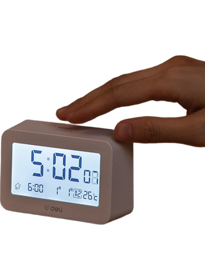 Deli Mini Multifunctional Alarm Clock, Dormitory Backlit Electronic Clock, Student-Specific Wake-Up Device, White, 8839 - Image 2