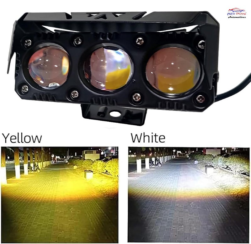 Auto Pearl Car 3-Projector Lens Driving Lights White/Yellow LED Spot light 20W Dual Color Mode Fog Lights compatible with 5-Series (Pack of 2) - Image 2