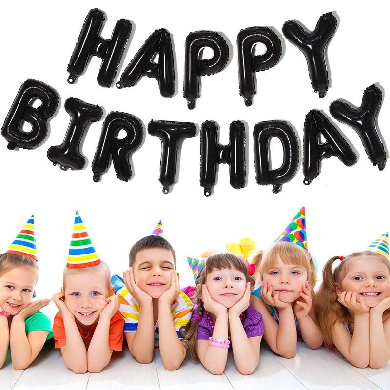 Acoavo Happy Birthday Balloon Banner 16 Inch Black Happy Birthday Foil Letters Balloons for Bday Party DecorationsBlack - Image 2