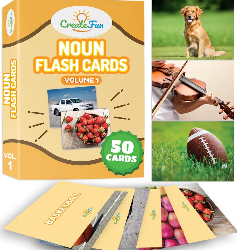 CreateFun 50 Noun Flash Cards Fun Vocabulary Builder Educational Learning Photo Cards for Kids Homeschool Adults Seniors Speech Therapy ESL Autism Dementia Aphasia SLP ABA and Occupational Therapy - Image 4