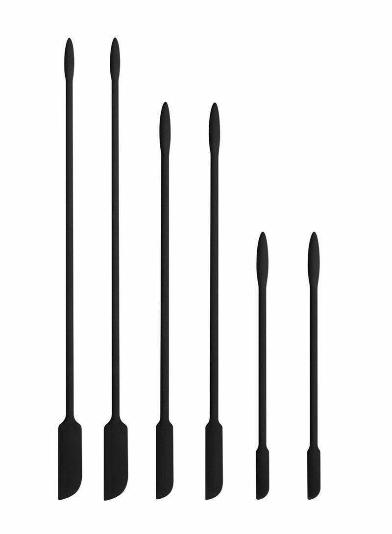 SYOSI Mini Silicone Jam Spatula Set, 6 Pieces Reusable Makeup Spatula, Small Silicone Spatula, Thin Spatula Set for Skinny Openings, KASTWAVE Tiny Scraper for Jar, Kitchen Bottles, Cosmetic (Black) - Image 1
