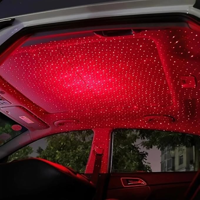 ريحني جهاز عرض أضواء النجوم للسيارة بمنفذ USB، إضاءة محيطة داخلية ثنائية اللون الأحمر والأرجواني، متوافق مع منفذ USB باللون الأحمر - Image 3