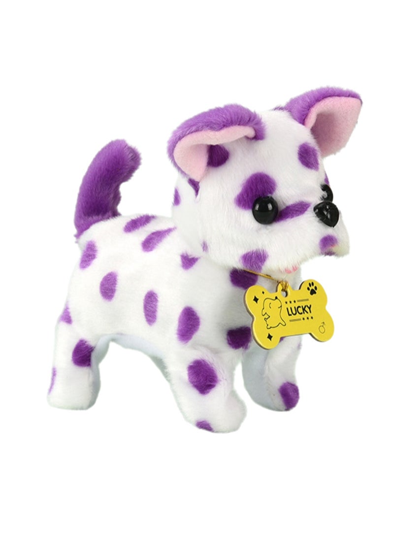 Purple Spotted Electronic Dog Plush Stuffed Interactive Animal Touch Control Electronic Pet Can Walk And Bark, Wag Tail, Toy Suitable For Kids And Babies - Image 1