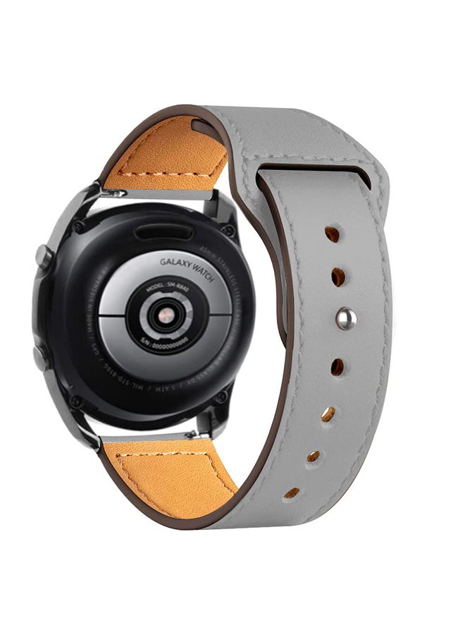 O Ozone Leather Bands For Samsung Galaxy Watch 7 6 5 4 FE 40mm 44mm 45mm/Galaxy Watch 6 4 Classic 43mm 47mm 42mm 46mm  Genuine Leather  Wristband -Grey - Image 1
