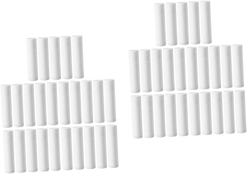 DOITOOL 50pcs Empty Lip Balm Tubes White Lipstick Containers for Secure Packaging Caps for Lip Balm and Craft Projects Convenient Visibility for Product Levels - Image 1
