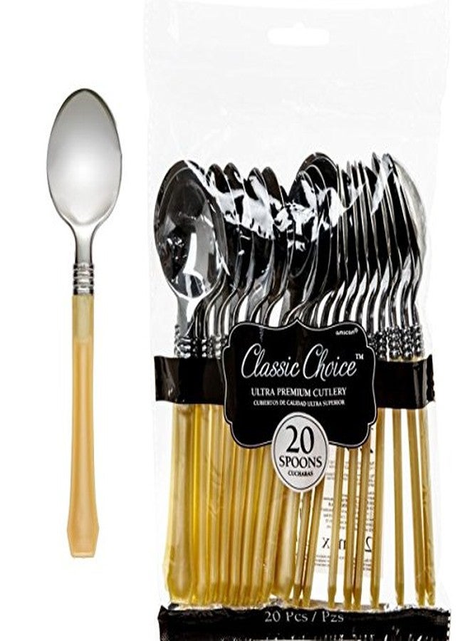 Amscan Classic Choice Premium Plastic Spoon, Pack of 20, Gold - Image 2
