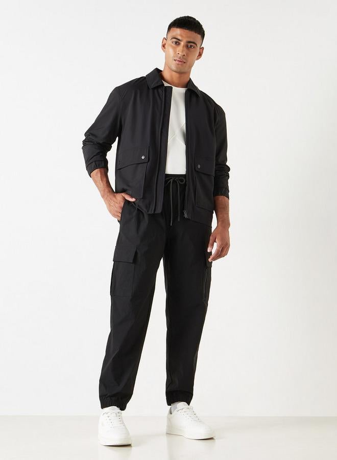 Starter Solid Regular Fit Cargo Joggers with Flexi Waist and Pockets - Image 2