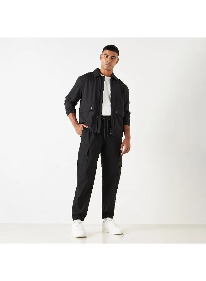 STARTER Starter Solid Regular Fit Cargo Joggers with Flexi Waist and Pockets
