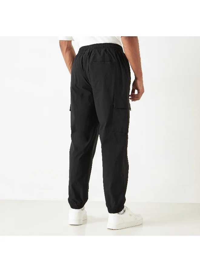 STARTER Starter Solid Regular Fit Cargo Joggers with Flexi Waist and Pockets