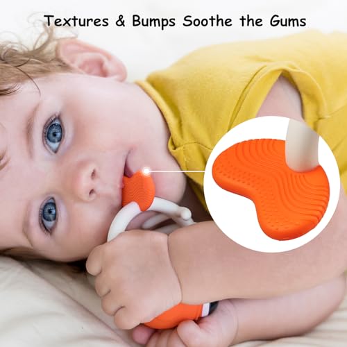 Mombella Teething Toys 3-6 Months, Mombella Clownfish Teethers for Babies 6-12 Months, Soft Silicone Baby Teether Toys with Anti Drop Clip, Baby Chew Toys 6 to 12 Months, Infant Teething Relief Toy, Orange - Image 4