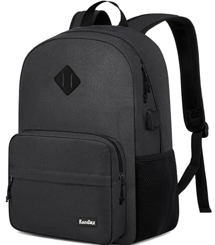 Kuosdaz Black Backpack for School Teens Boys Girls Lightweight Casual Backpacks for Men and Women Classic Basic Water Resistant Casual Daypack 156 Inch Laptop Bookbag for College High School Work Travel - Image 1