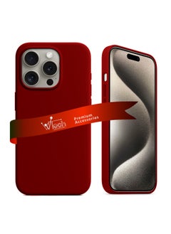 Wtech Soft Liquid Silicone Case Cover For Apple iPhone 15 Pro 2023 Maroon  - Image 1