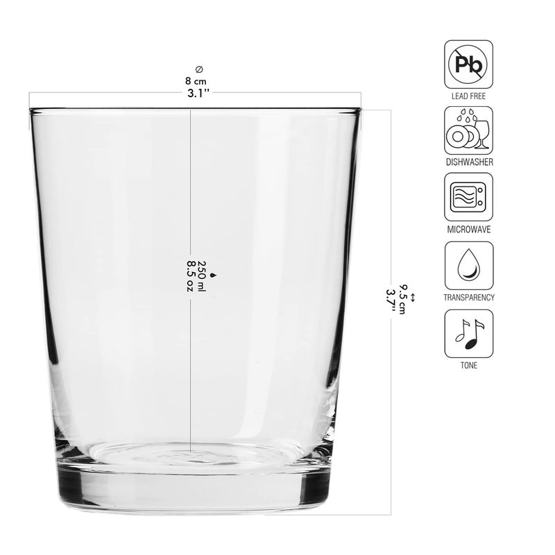 Krosno Drink Water Juice Drinking Glasses, Set of 6, 8.5 oz, Pure Collection, Ideal for Everyday Use, Drinking Glasses, Dishwasher Safe, Made in Europe - Image 2