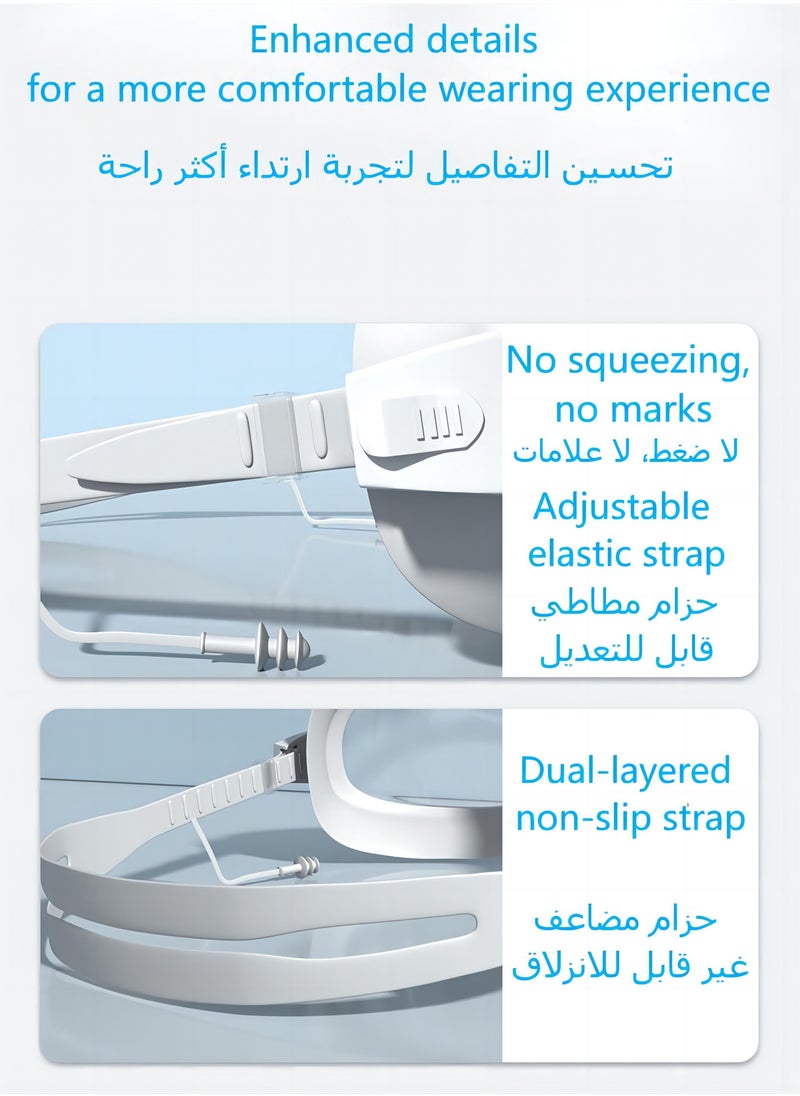 JIEHU All-in-One Swim Goggles with Integrated Earplugs: Leakproof and Anti-Fog for Ages 12 and Up  - Image 3