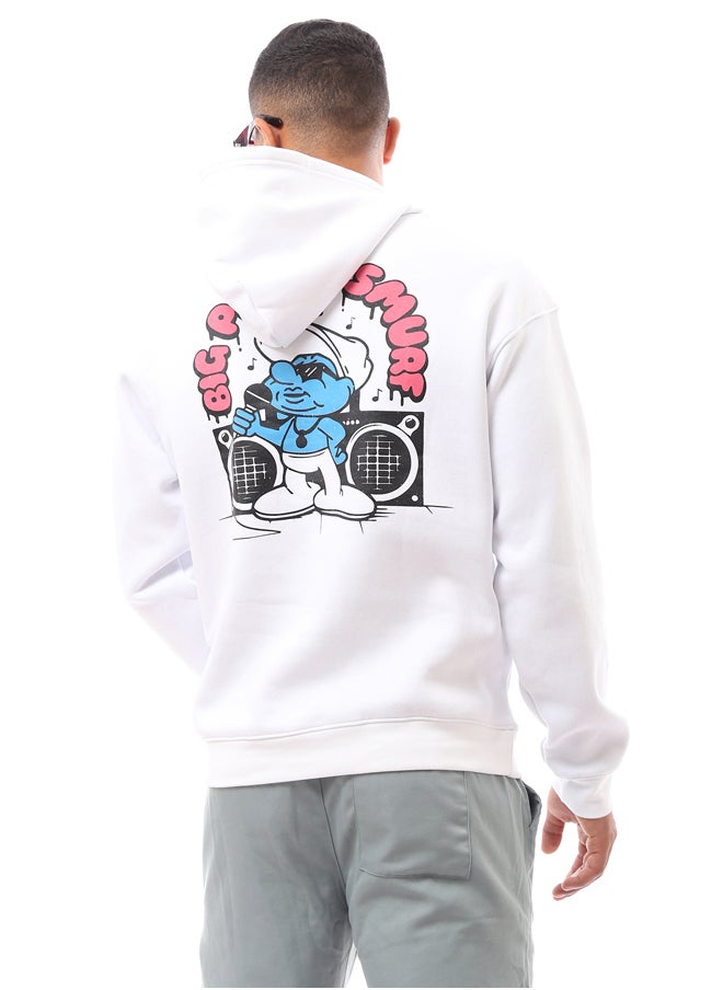 RAVIN - Long Sleeves Printed "Smurf" White Hoodie - Image 1