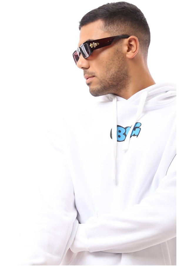 RAVIN - Long Sleeves Printed "Smurf" White Hoodie - Image 1