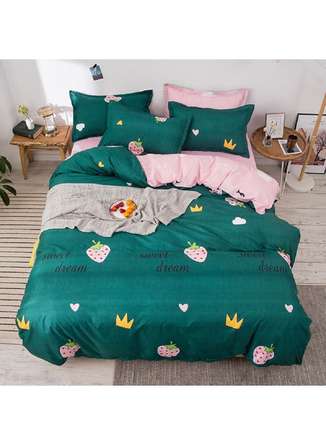 NIBEMINENT 4-Piece Queen Size Luxurious Cotton And Soft Microfiber Comforter Set (1 Duvet/Quilt Cover, 1 Flat Sheet, 2 Pillowcases) Green  - Image 1