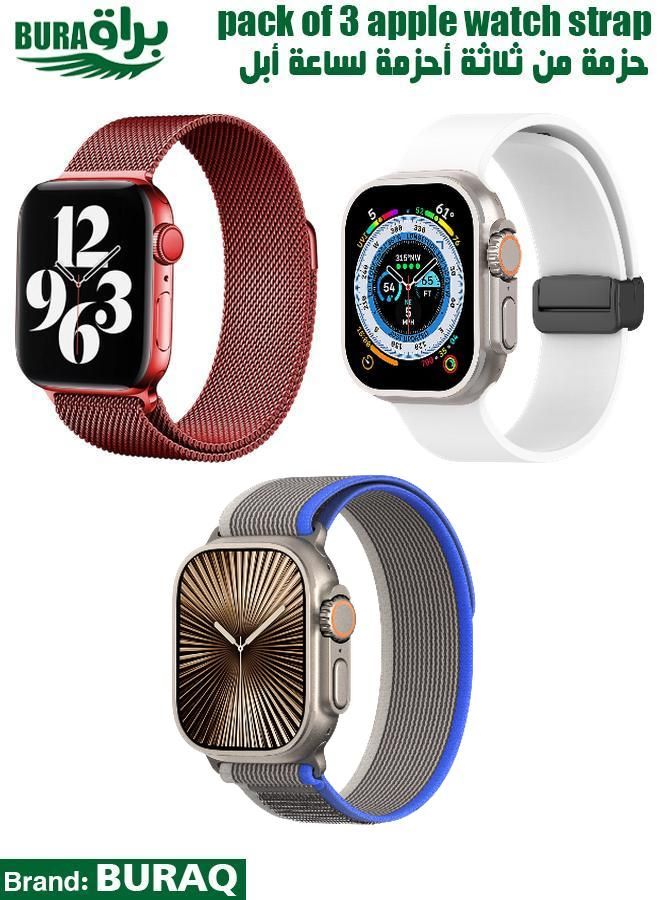 BURAQ Apple Watch Band Strap For Apple Watch Ultra 2/Ultra 49mm, Series 10 46mm, 9/8/7 45mm, SE2/SE/6/5/4 44mm, 3/2/1 42mm 