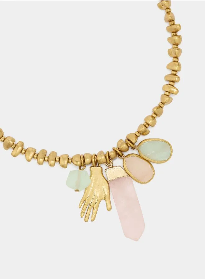 PARFOIS Necklace With Hand And Stone Pendants