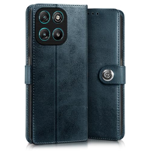 WOW IMAGINE Shock Proof Flip Cover Back Case for Motorola Moto G67 Power | G57 Power 5G (Magnetic Button Flip Case | Wallet Pockets & Stand | Leather Finish | Oxford Blue) - Image 2