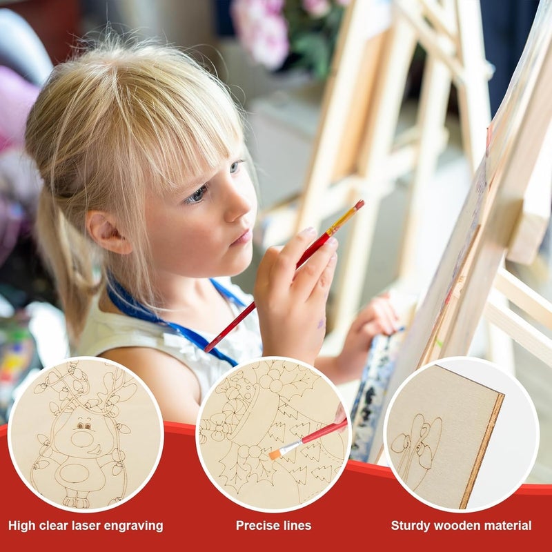 Curious Button Pack of 10 Christmas Truck Wooden Craft Painting Set | Unfinished Wood Slices with Xmas Tree Design | DIY Paintable Ornaments for Kids & Adults | Bulk Craft Supplies 12x15 cm - Image 4