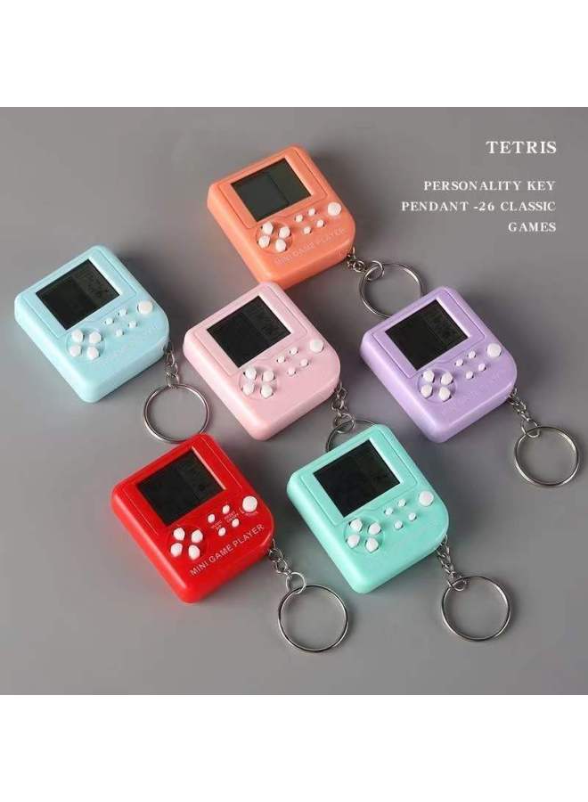 Children's Mini Tetris Game Toy Electronic Puzzle Game Internet Red Decompression Gadget Keychain-Color:Macaroon Orange - Image 2