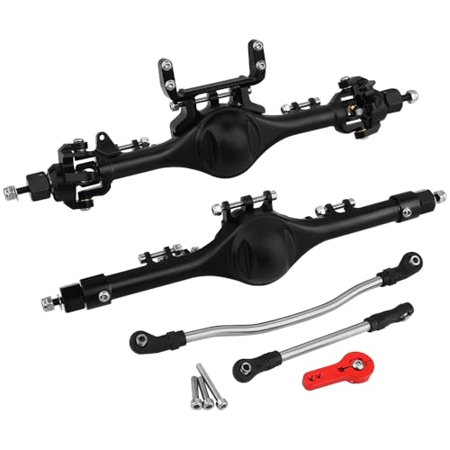 Pothyes Aluminum Front Rear Straight Axle Kit for 110 Axial SCX10 II Deadbolt 90046 90047 Element Enduro RC Crawler Car Hops Up Modified Upgrade Part Black - Image 1