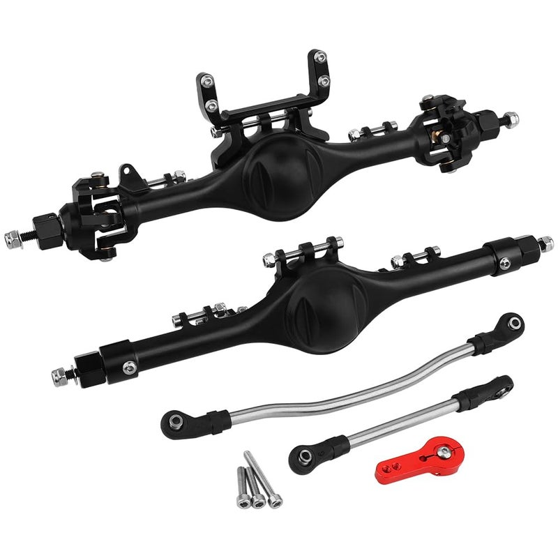 Pothyes Aluminum Front Rear Straight Axle Kit for 110 Axial SCX10 II Deadbolt 90046 90047 Element Enduro RC Crawler Car Hops Up Modified Upgrade Part Black - Image 3