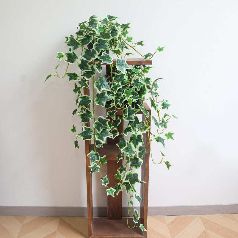alyptus Fake English Ivy Plants in Pots Set of 2 â€“ Realistic Artificial Ivy Greenery for Home Decor, Tabletop, Office, Shelf, Balcony, Lifelike Faux Hanging Vines, No Maintenance Required - White and Green - Image 3