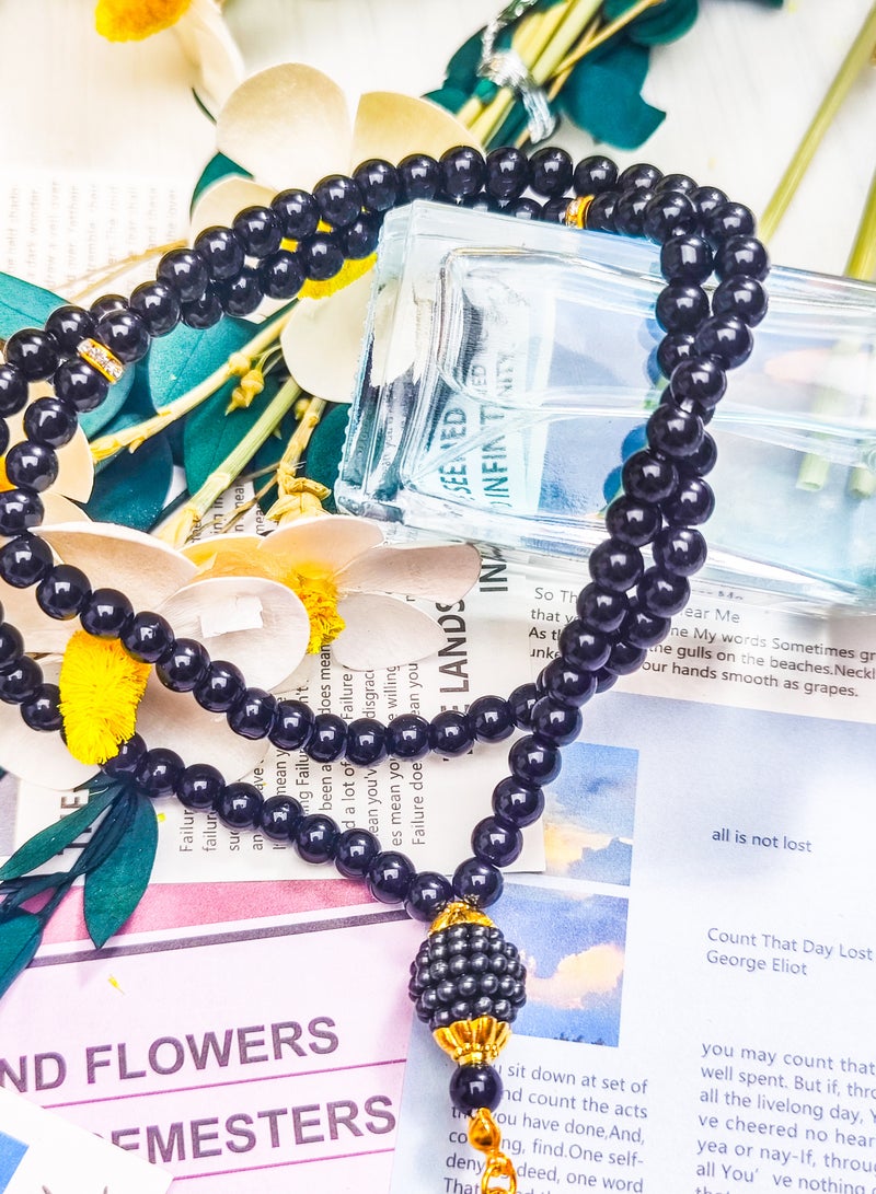 salaam-fashion 99-Bead Black Pearl Tasbih – Elegant Prayer Beads for Devout Muslims | Ramadan & Hajj Essential | Includes Premium Gift Box - Image 3