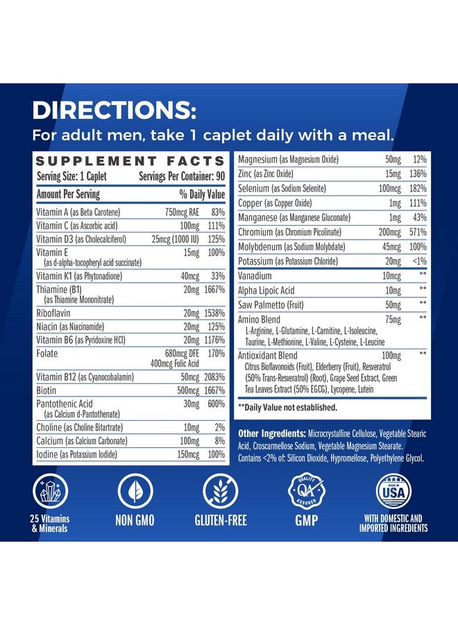 VITAMIN WORLD فيتامين وورلد ألترا 360 متعدد الفيتامينات للرجال يوميًا، متعدد الفيتامينات للرجال مع المعادن والأعشاب ومضادات الأكسدة، مكمل يومي مع فيتامين أ، ج، د، هـ والزنك لدعم الطاقة والمناعة، 90 قرصًا - Image 2