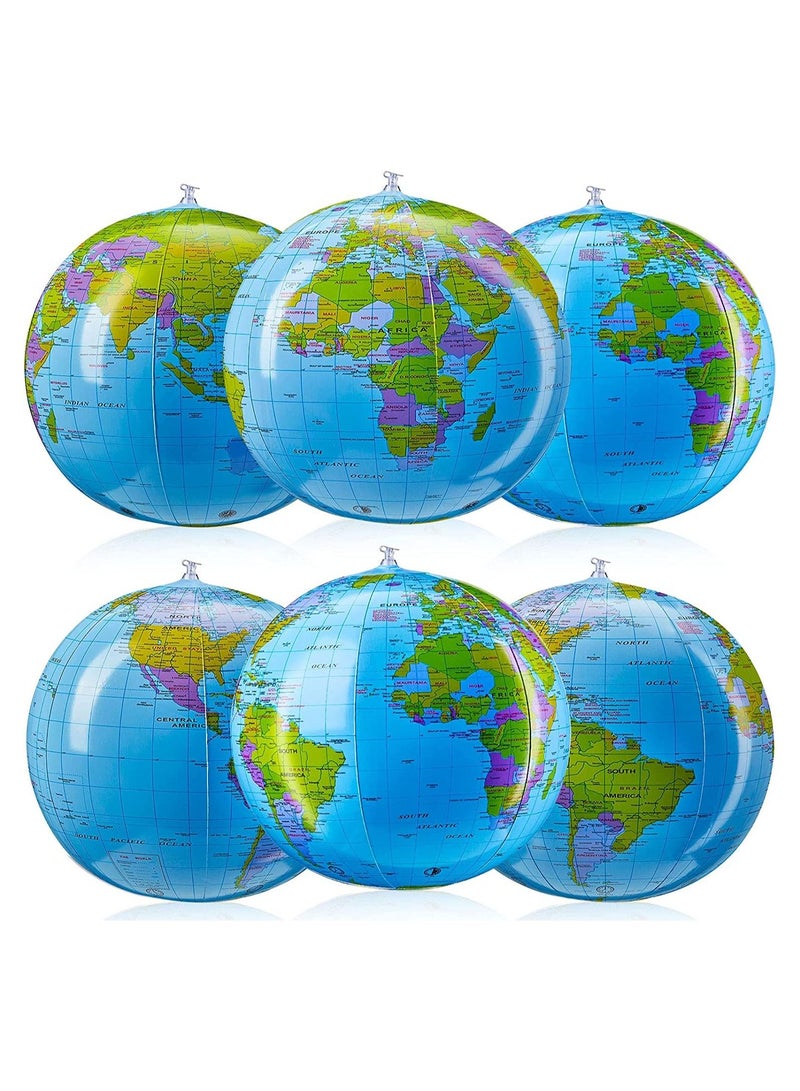 واي آند دي Globe Beach Ball Blow Up World Inflatable Earth Topographic Map Globes PVC Giant for Kids School Classroom Geography Party Supplies 6 Pieces - Image 1
