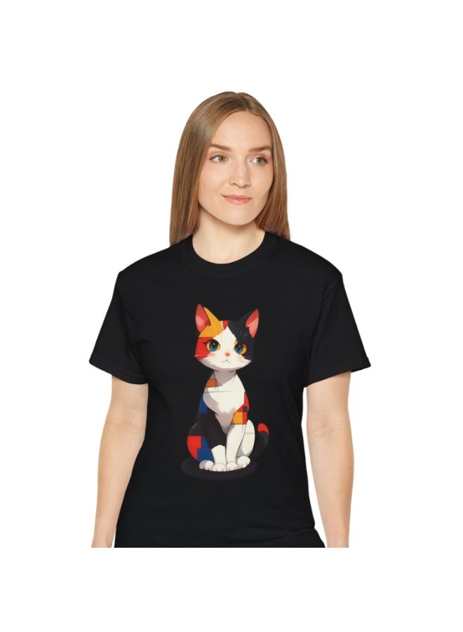 The Pet Movement Cotton Shirt | Relaxed Fit | Crew Neck | Heavy Duty Fabric | Soft, Breathable Fabric, Everyday, all season, Trendy| Black T-shirt | Pet Lover,  Beautiful Art Cat - Image 1