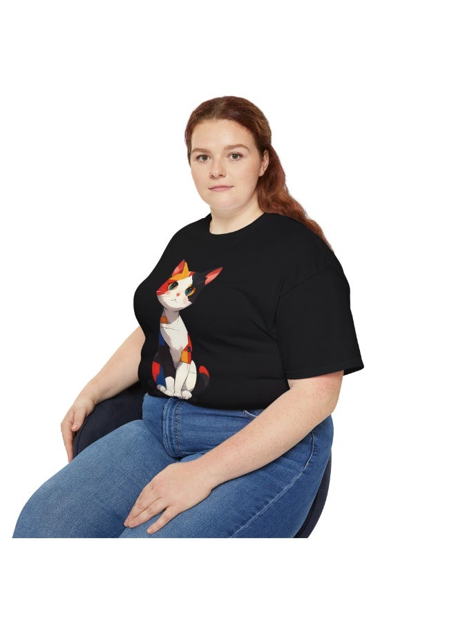 The Pet Movement Cotton Shirt | Relaxed Fit | Crew Neck | Heavy Duty Fabric | Soft, Breathable Fabric, Everyday, all season, Trendy| Black T-shirt | Pet Lover,  Beautiful Art Cat - Image 5