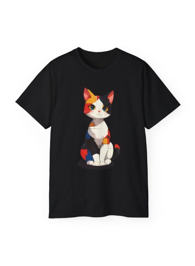 The Pet Movement Cotton Shirt | Relaxed Fit | Crew Neck | Heavy Duty Fabric | Soft, Breathable Fabric, Everyday, all season, Trendy| Black T-shirt | Pet Lover,  Beautiful Art Cat - Image 3