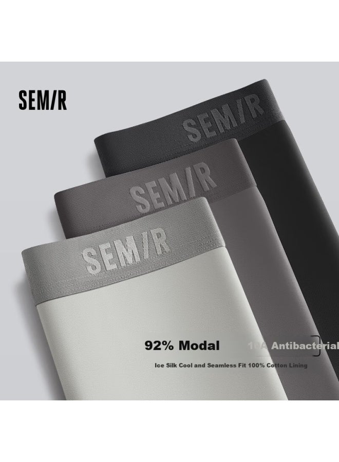 SEMIR Senma Men's Modal 60s 10a Antibacterial Boxer Briefs Ice Silk Seamless Breathable Four-corner Shorts Cloud L - Image 1