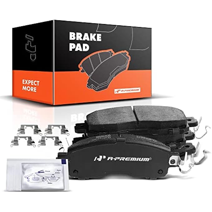 ريحني مجموعة وسادات الفرامل القرصية السيراميكية الأمامية APremium متوافقة مع بعض طرازات نيسان Altima 20132020 LEAF 20142017 مع 4 قطع أماكن - Image 1