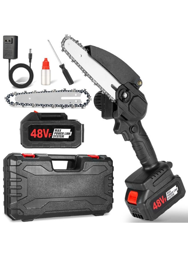 Mini Electric Chain Saw,1 Pcs Rechargeable Battery, Compact One-Hand Use And Auto Lubrication System Cordless Power Chain Saws with Security Lock 48V Rechargeable Operated. - Image 1