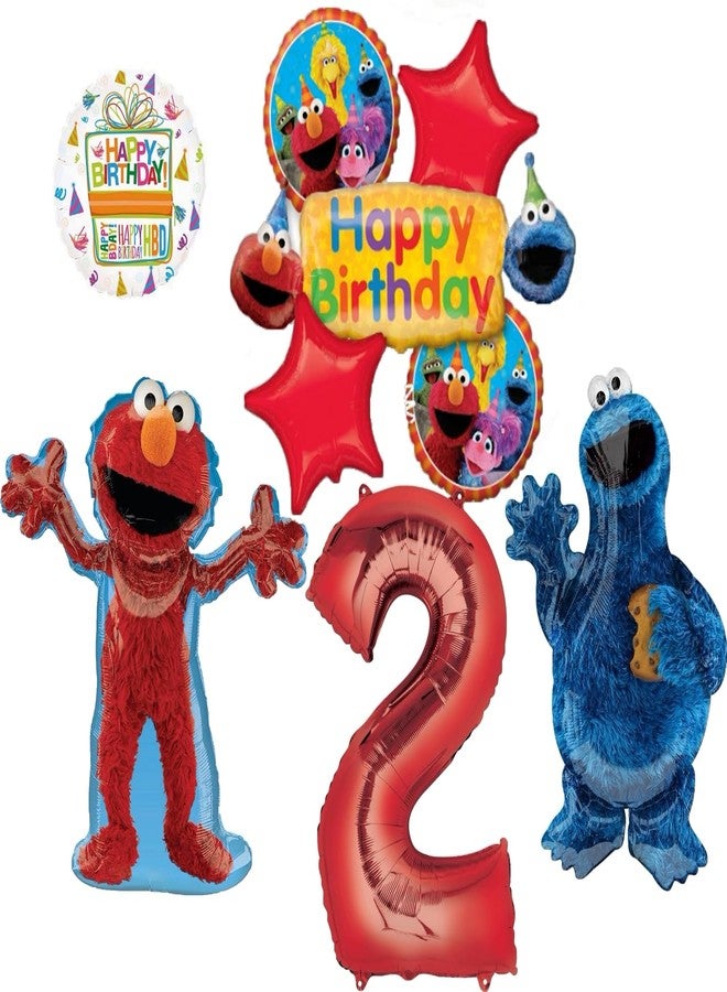 Anagram Sesame Street Elmo and Cookie Monster 2nd Birthday Party Supplies Balloon Bouquet Decorations - Image 1