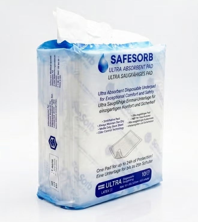 وسائد SAFESORB فائقة الامتصاص للاستخدام مرة واحدة (مقاس 23×36) | وسائد سرير توفر حماية من التسرب لمدة 24 ساعة | عبوة تحتوي على 14 قطعة