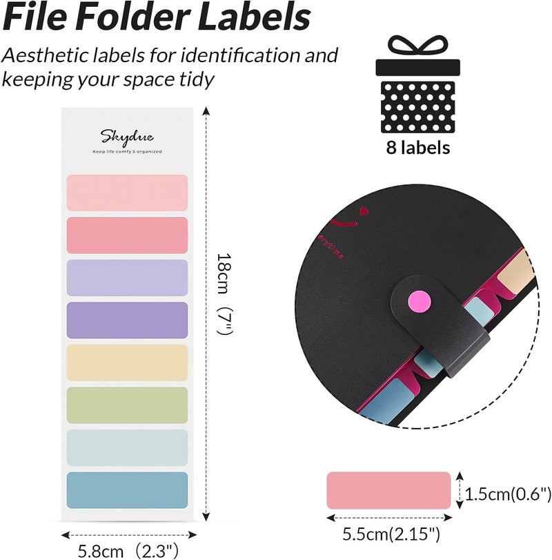 Skydue Expanding File Folder with 32 Labels, 5 Pockets A4 Letter Size Accordion Folder Paper Organizer for School and Office Pack of 4 - Image 4