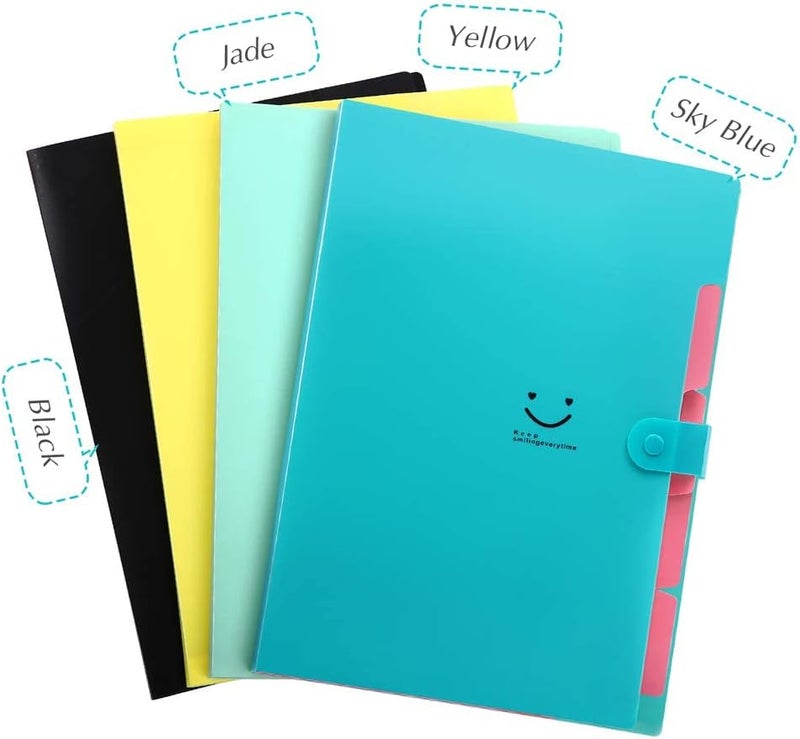Skydue Expanding File Folder with 32 Labels, 5 Pockets A4 Letter Size Accordion Folder Paper Organizer for School and Office Pack of 4 - Image 2