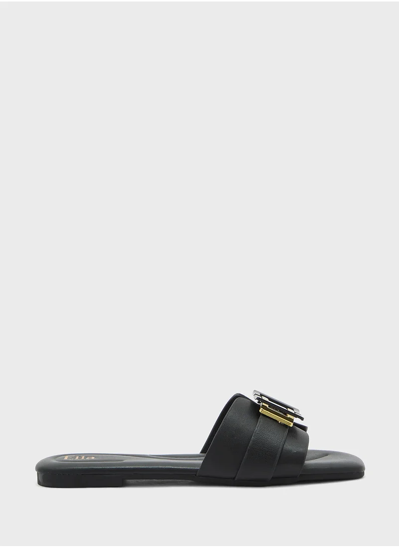 ايلا Metal Trim Detail Flat Sandal