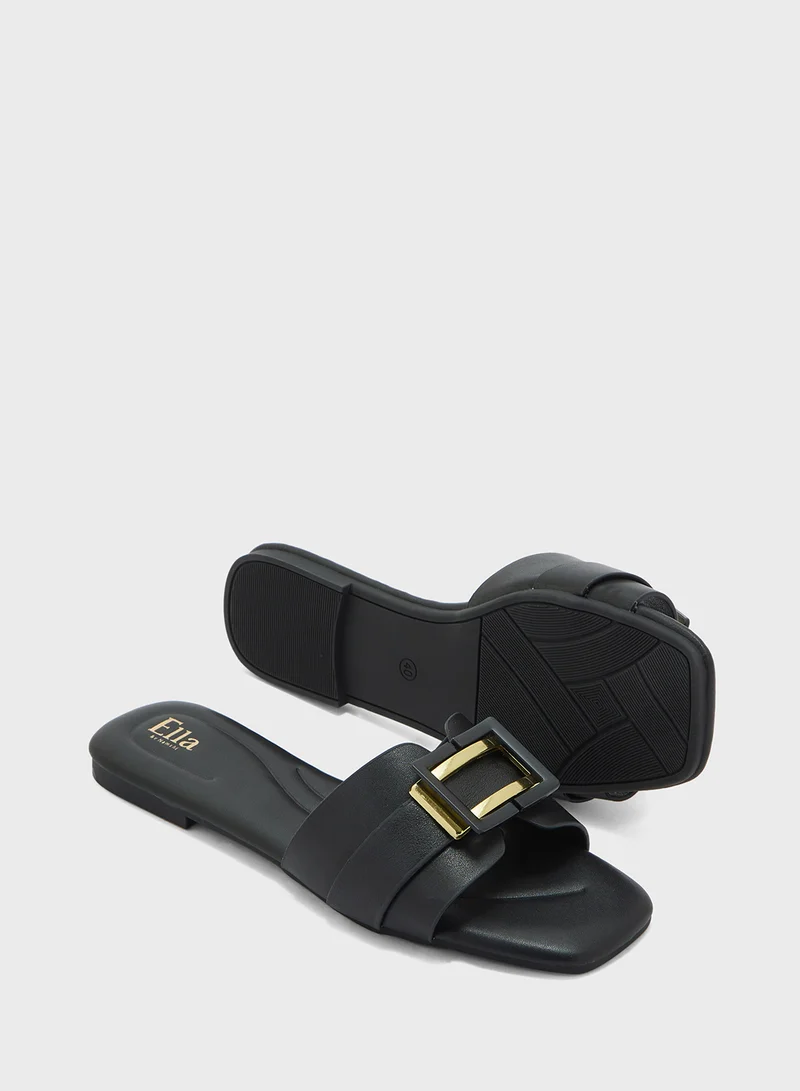ELLA Metal Trim Detail Flat Sandal