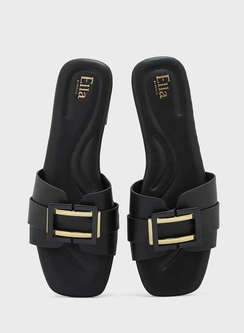 ELLA Metal Trim Detail Flat Sandal