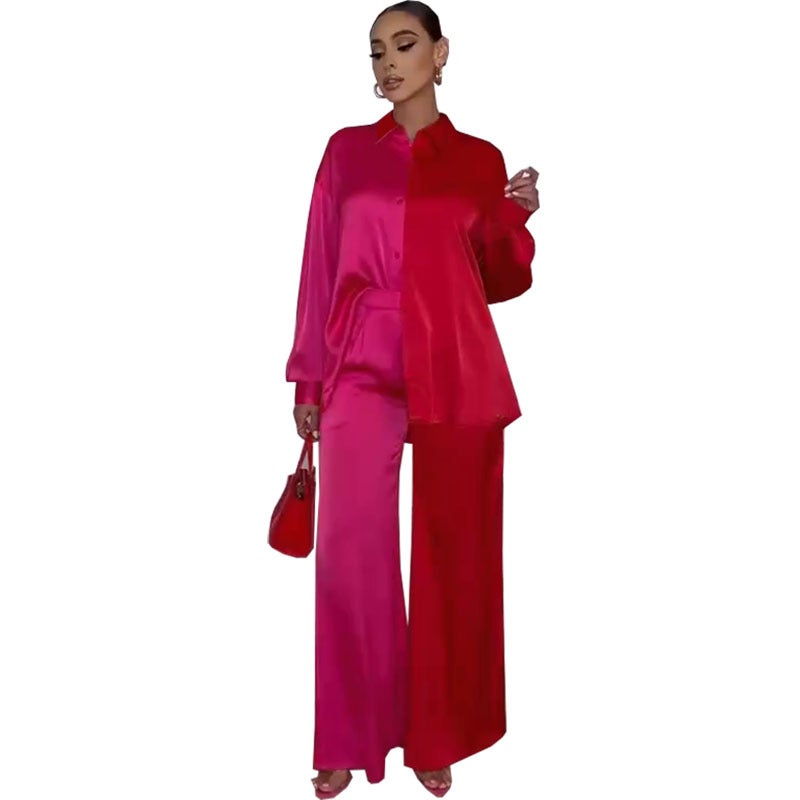 African Cross-border Source 2023 New Printed Two-color Top Trousers Casual Suit Basic Womens Clothing Green - Image 2