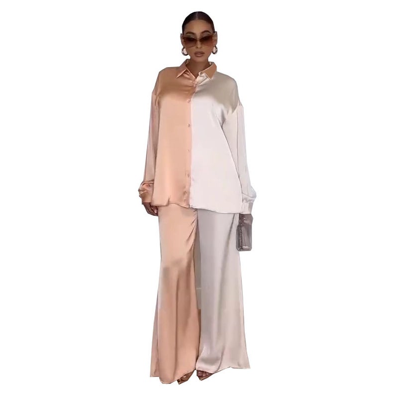 African Cross-border Source 2023 New Printed Two-color Top Trousers Casual Suit Basic Womens Clothing Green - Image 3