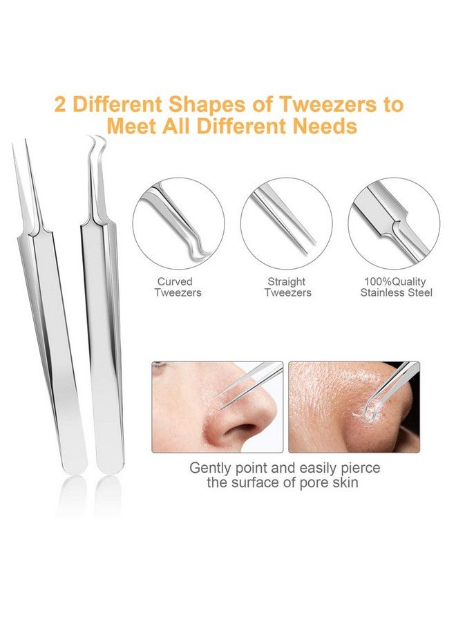 UUBAAR Pimple Popper Tool Kit Uubaar 9 Pcs Blackhead Remover Tools With Tweezers 16Heads Professional Acne Zit Pimple Popper Extraction Tools Whitehead Comedone Extractor Kit For Facial Nose - Image 5